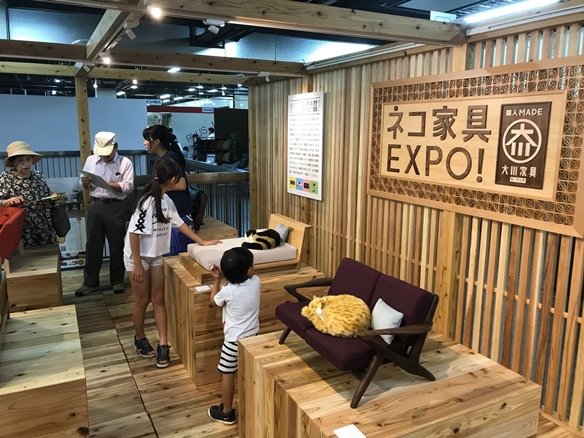 第69回大川木工まつりで開催されたネコ家具EXPO！ （画像提供：大川市インテリア課）