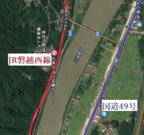 JR磐越西線・咲花～馬下駅周辺（新潟）（C）Google