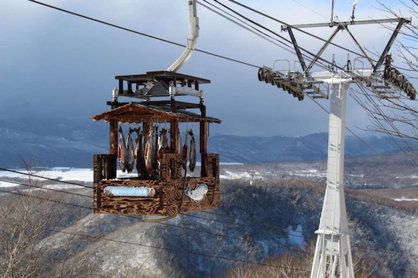 空飛ぶ鮭とば　とば号（画像提供：のぼりべつクマ牧場）