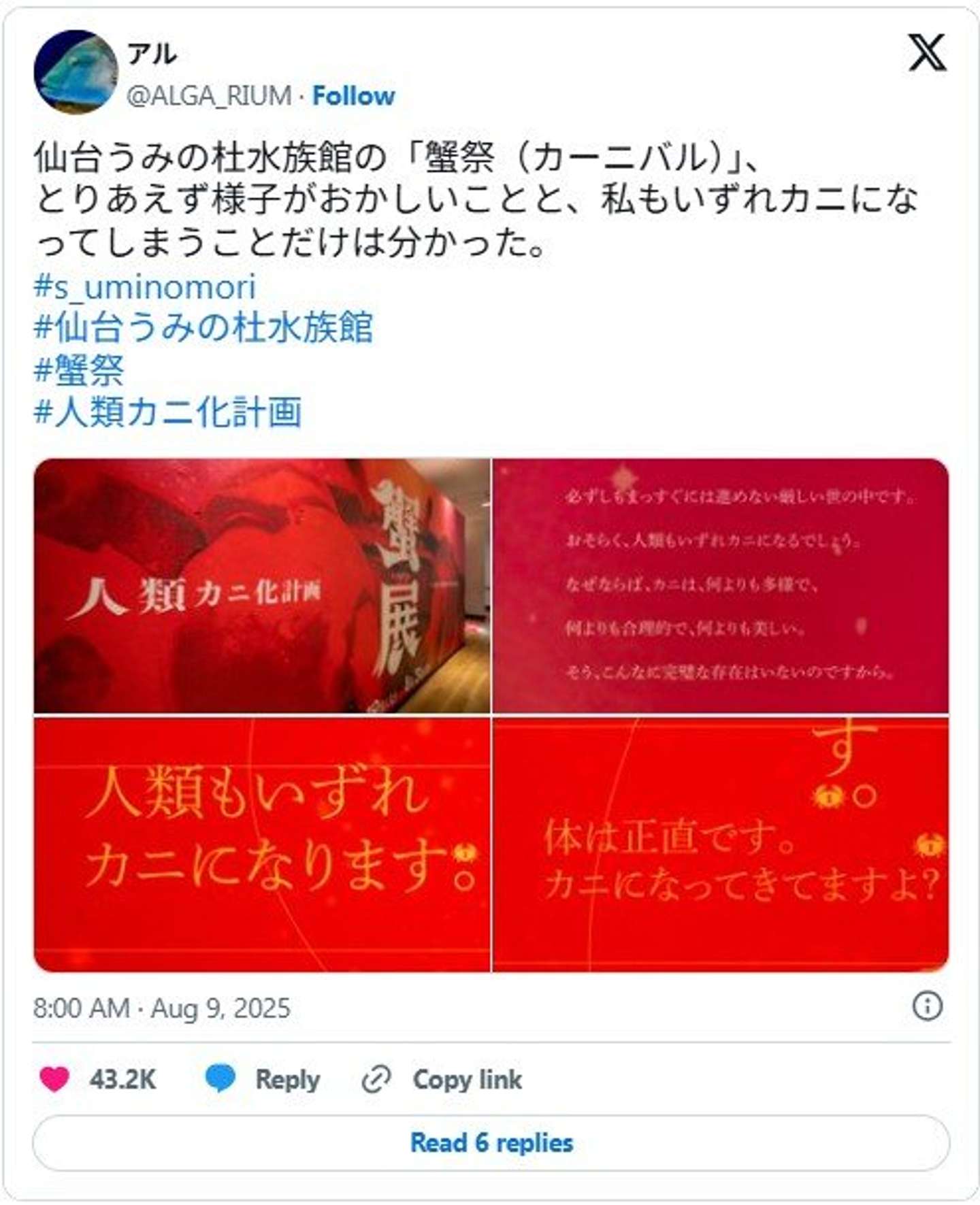 アル（＠ALGA_RIUM）の投稿より