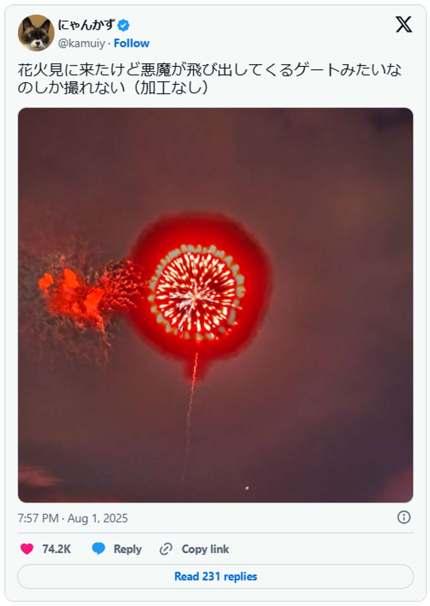 にゃんかず＠kamuiyさんの投稿、キャプチャ