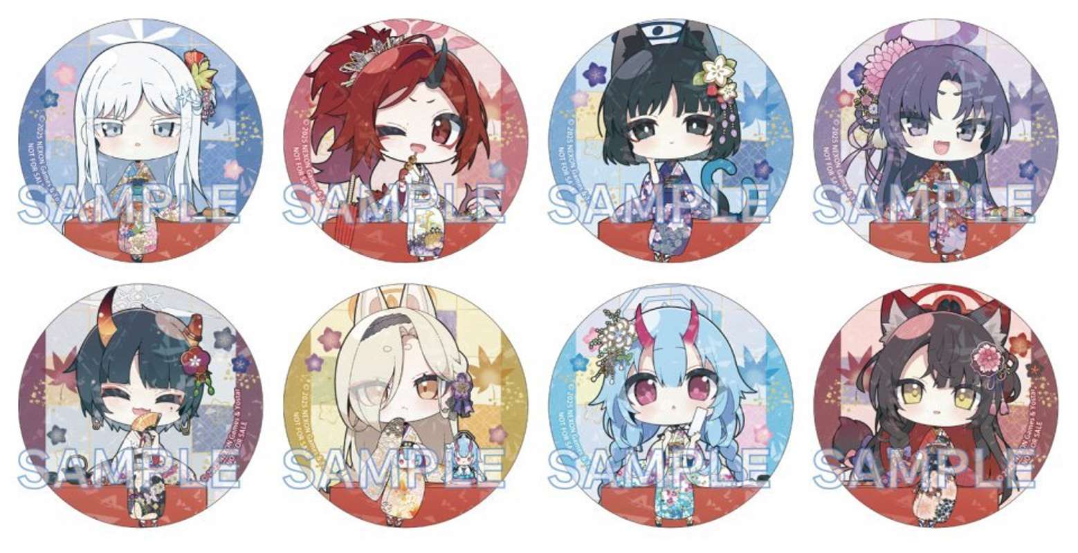 コンプ特典のホログラム缶バッジセット（画像はプレスリリースより、（ｃ） 2025 NEXON Games Co., Ltd. & Yostar, Inc. All Rights Reserved.）