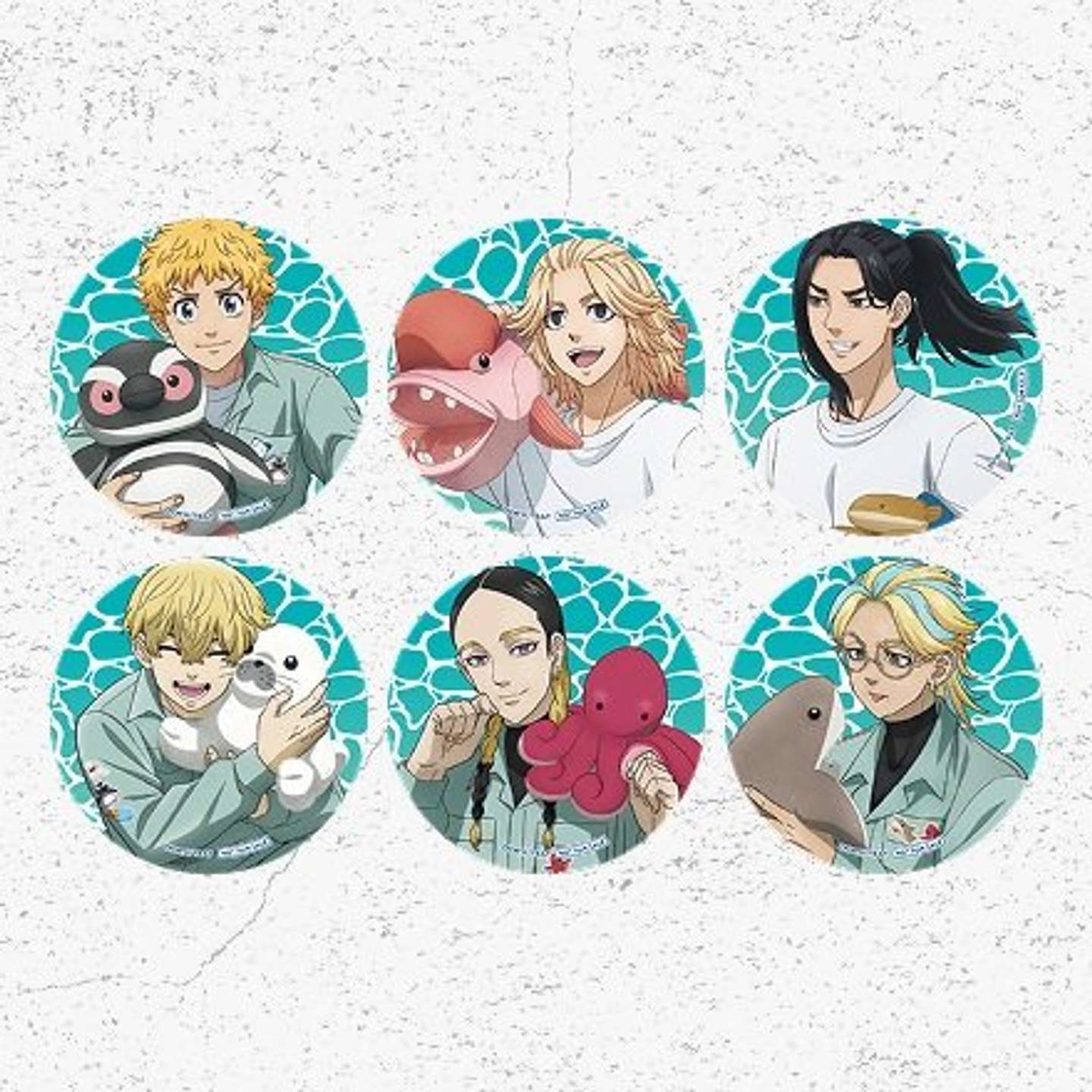 缶バッジは全6種類（画像はプレスリリースより、（C）和久井健・講談社／アニメ「東京リベンジャーズ」製作委員会、（C）株式会社TERRA NOVA）