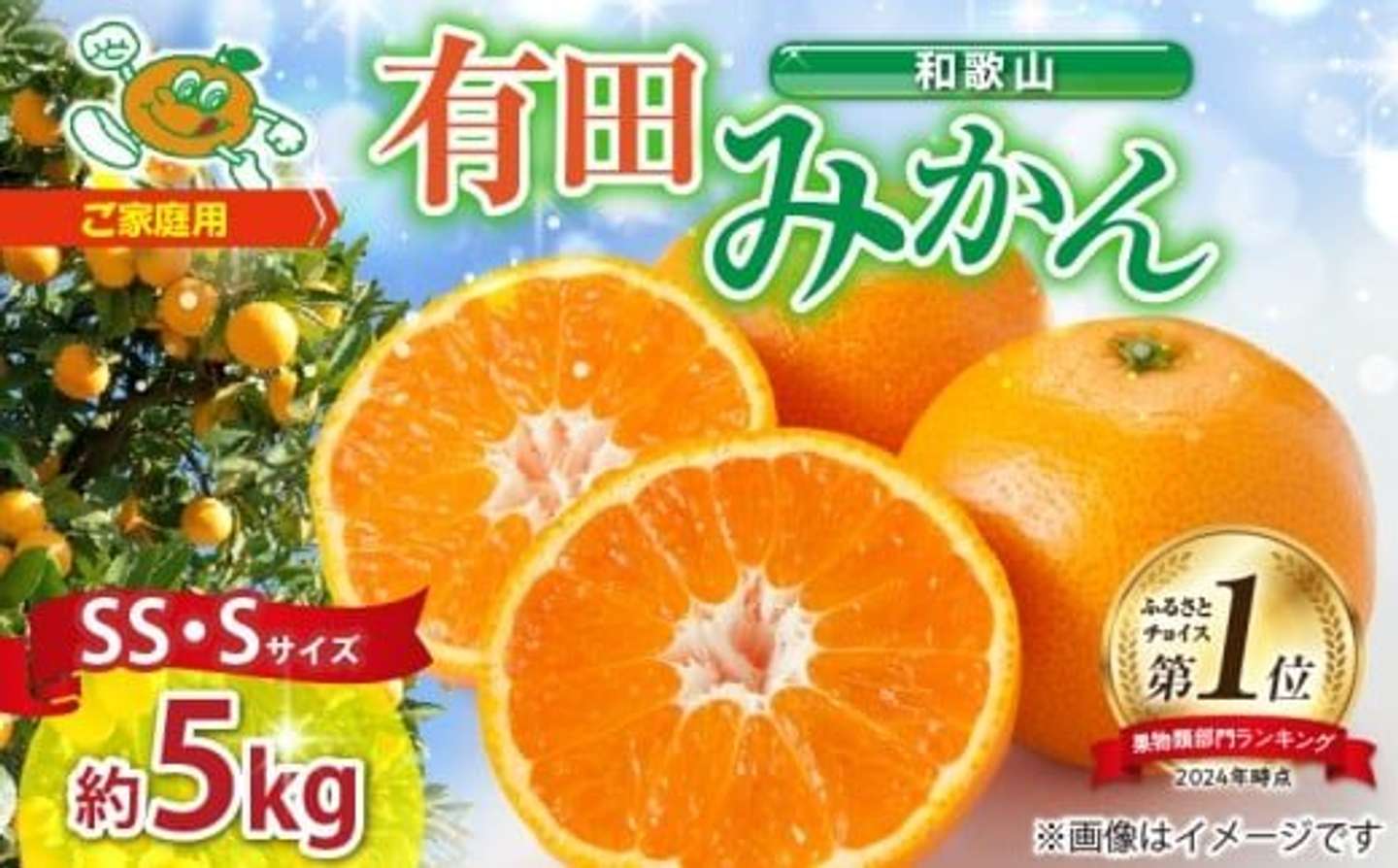【1位】和歌山県 湯浅町「和歌山 有田みかん 約5kg (SS、Sサイズ）」10000円（ふるさとチョイスより）