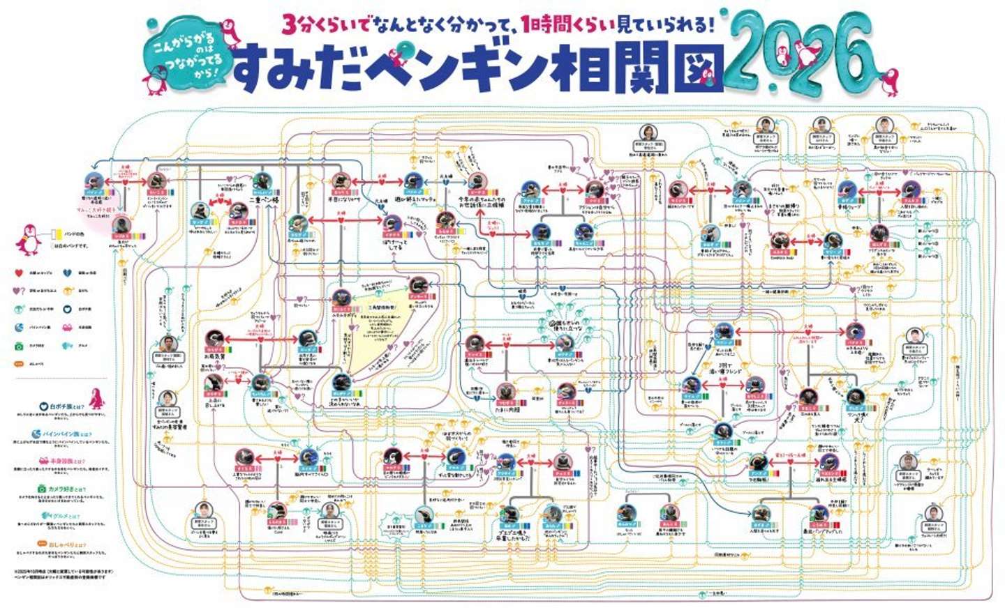 すみだペンギン相関図2026（画像はすみだ水族館公式サイトより）