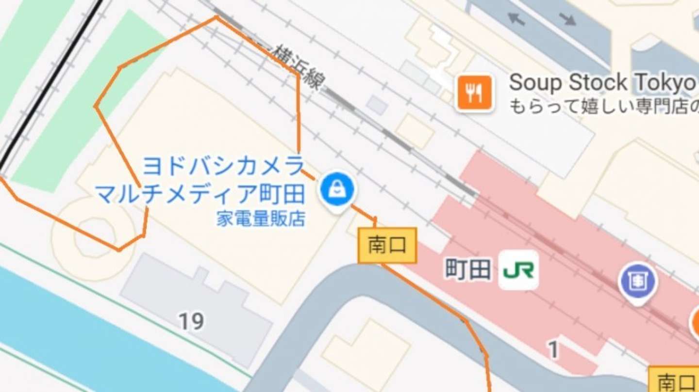 地図上の町田駅南口　　（C）Google