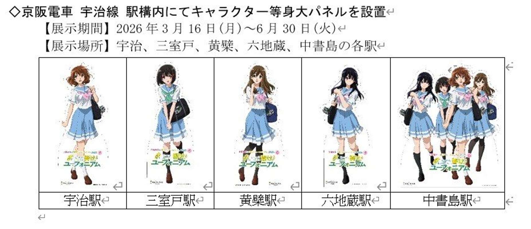 キャラクターの等身大パネル（画像はプレスリリースより）