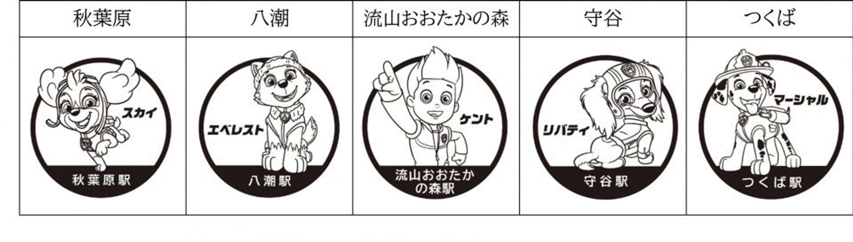 つくばエクスプレス×東武線『パウ・パトロール』スタンプラリー【TX】スタンプデザイン