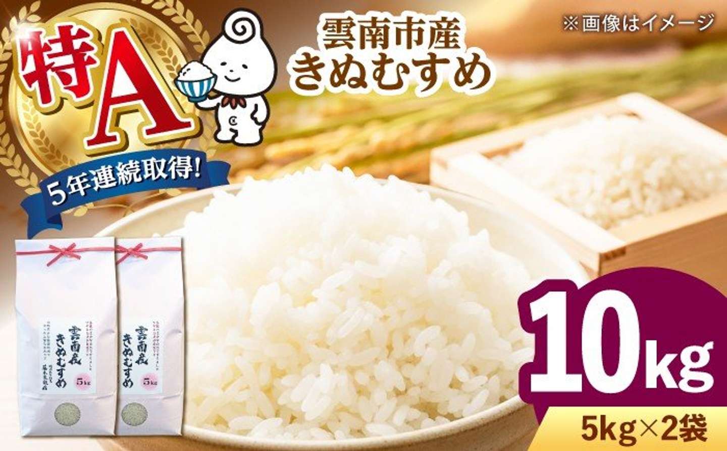 島根県 雲南市「雲南市産きぬむすめ 10kg」20,000 円（ふるさとチョイスより）